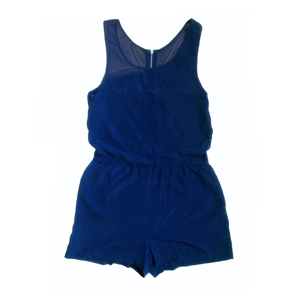 Silence + Noise Royal Blue Romper with Mesh Details